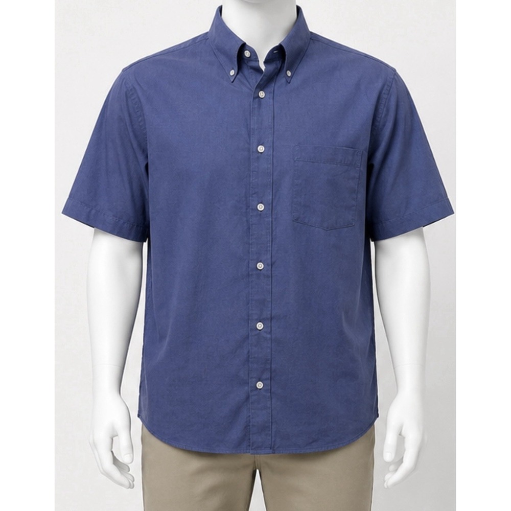 DOVER Men's Button Up Short Sleeve Shirt Blue 17 1/2 Versatile Professional